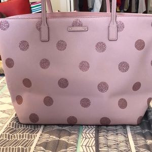 kate spade pink glitter polka dot purse